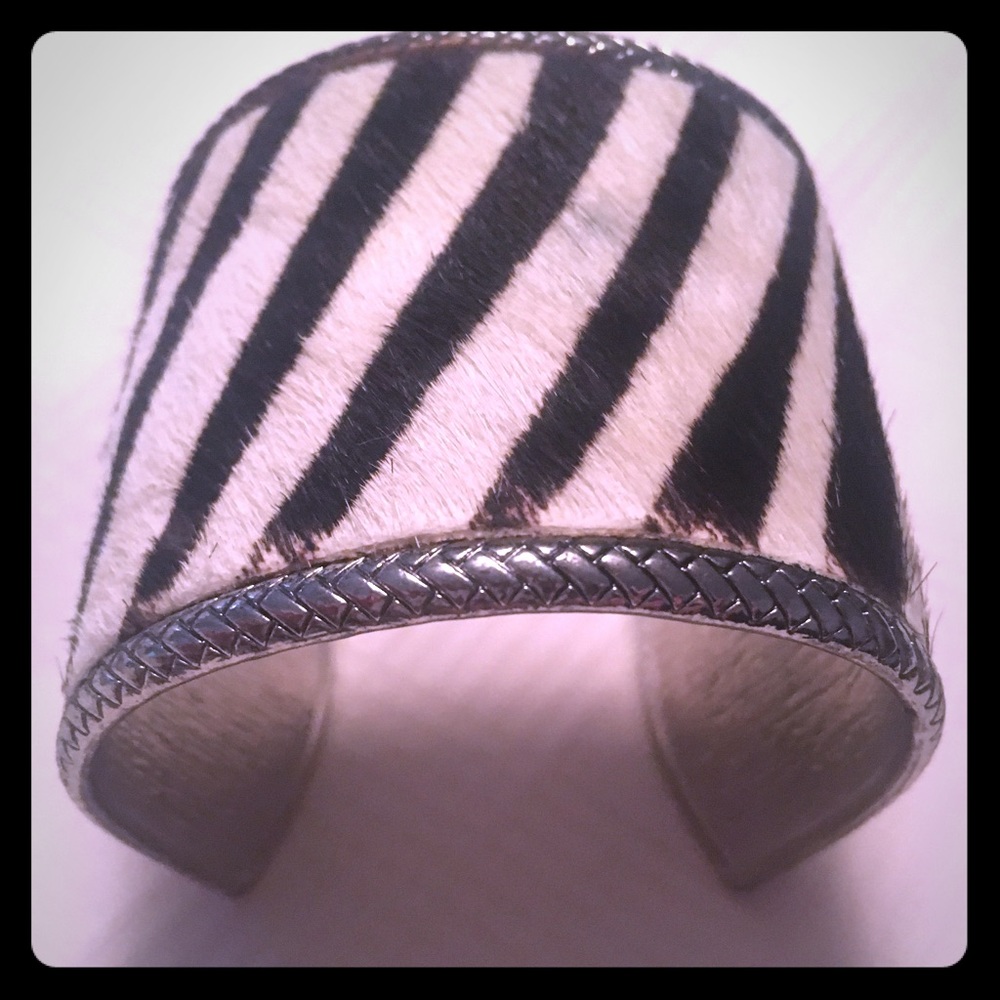 Wonderful black and white zebra hair bangle!